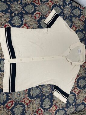 Old Navy White Short-Sleeve Polo with Navy Trim